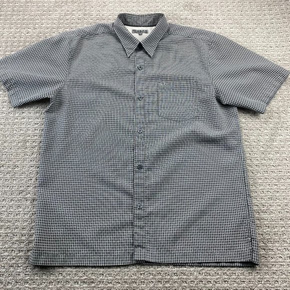 Gotcha Sport Shirt Men Medium M Gray Checkered Button Up Casual Pocket Logo - Picture 1 of 10